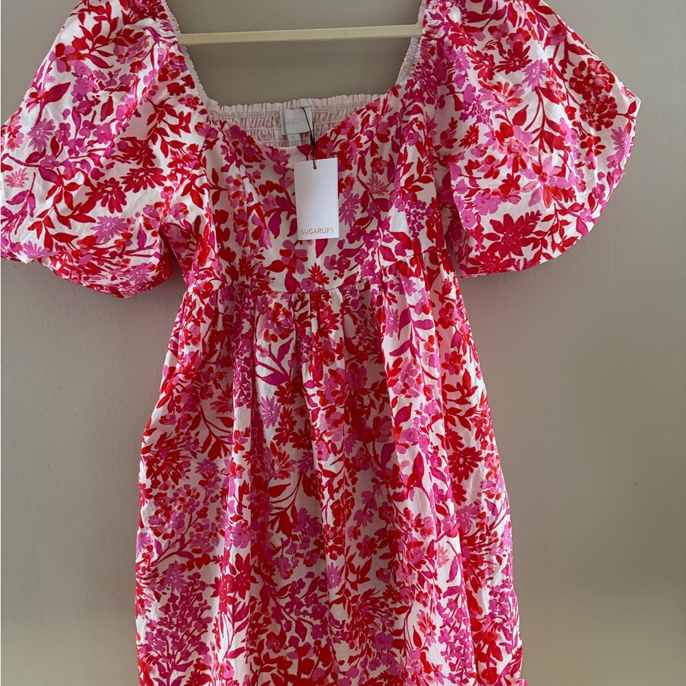 Puff Shoulder Mini Dress - Sugarlips NWT - Picture 9 of 9